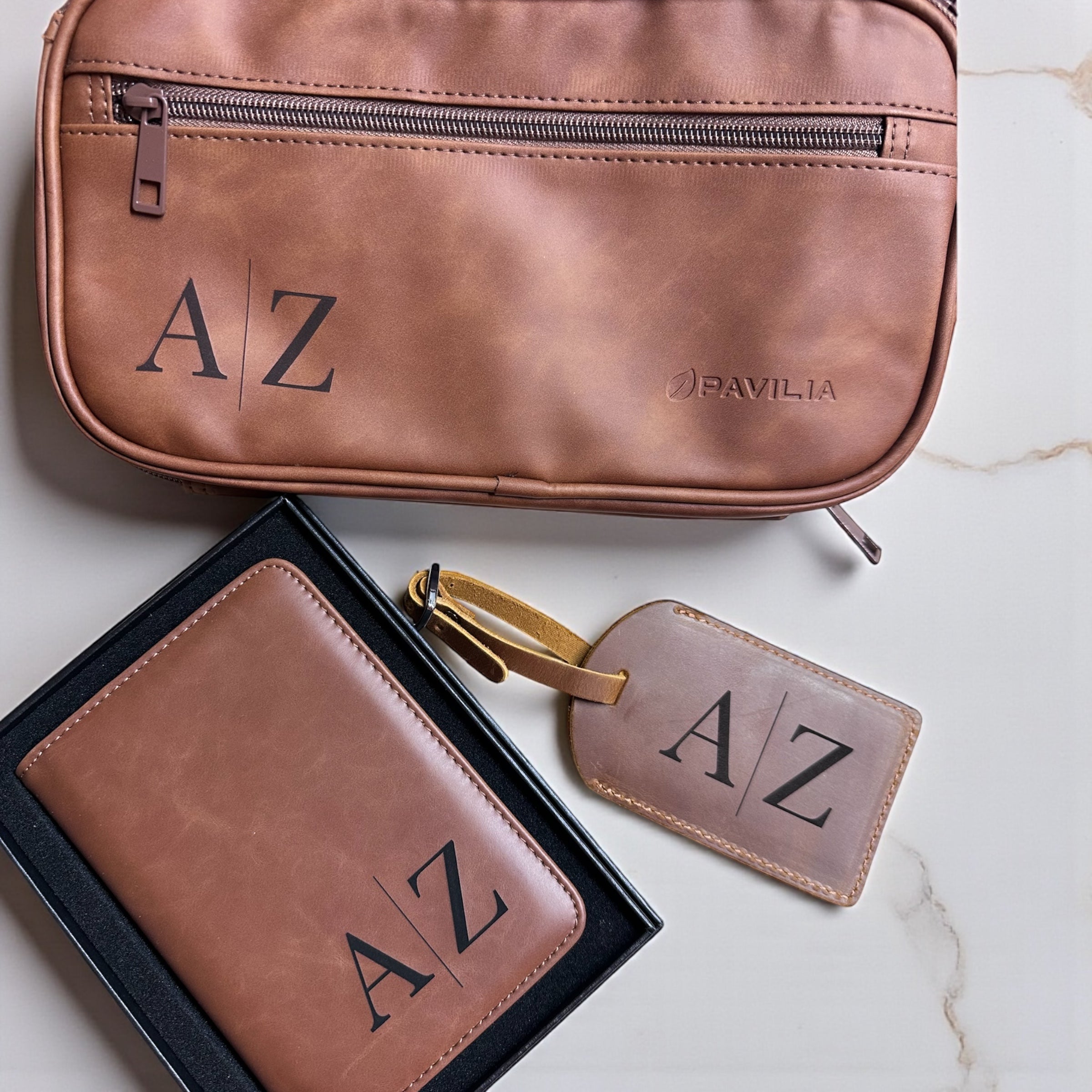 Travel Dop Bag Set with Passport Wallet and Luggage Tag