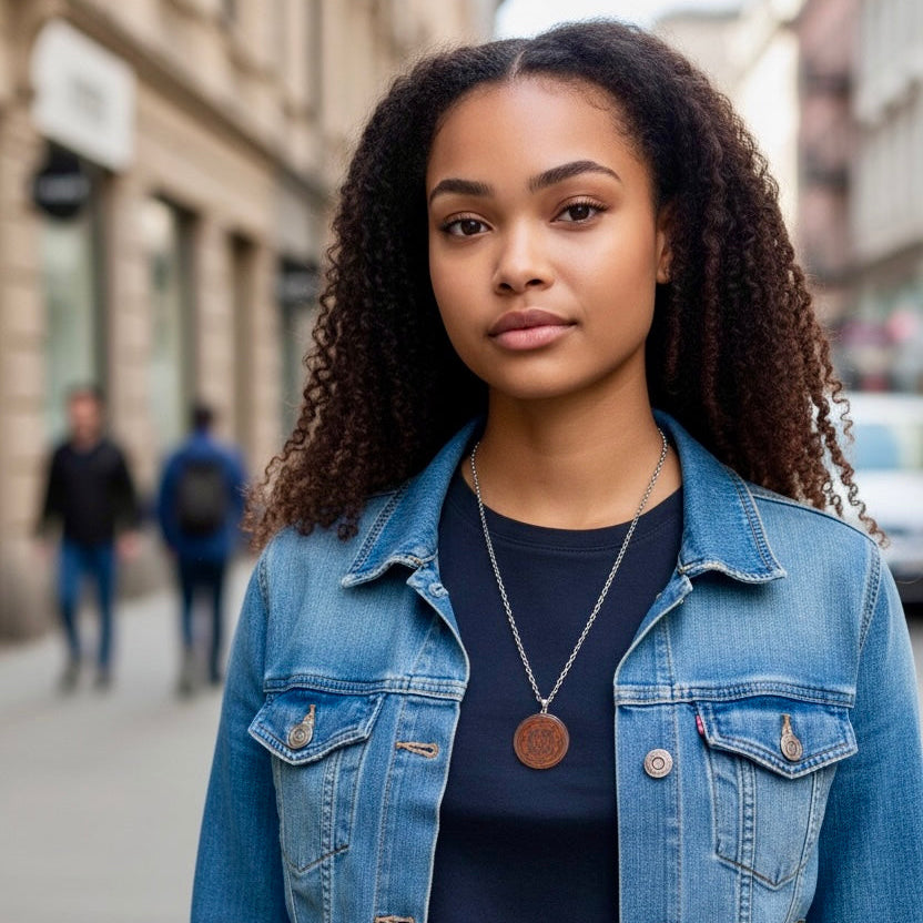 Walnut and Stainless Wood Pendant