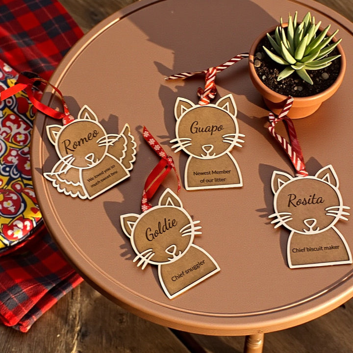 Custom Cat Name & Phrase Ornament — Personalized Feline Keepsake