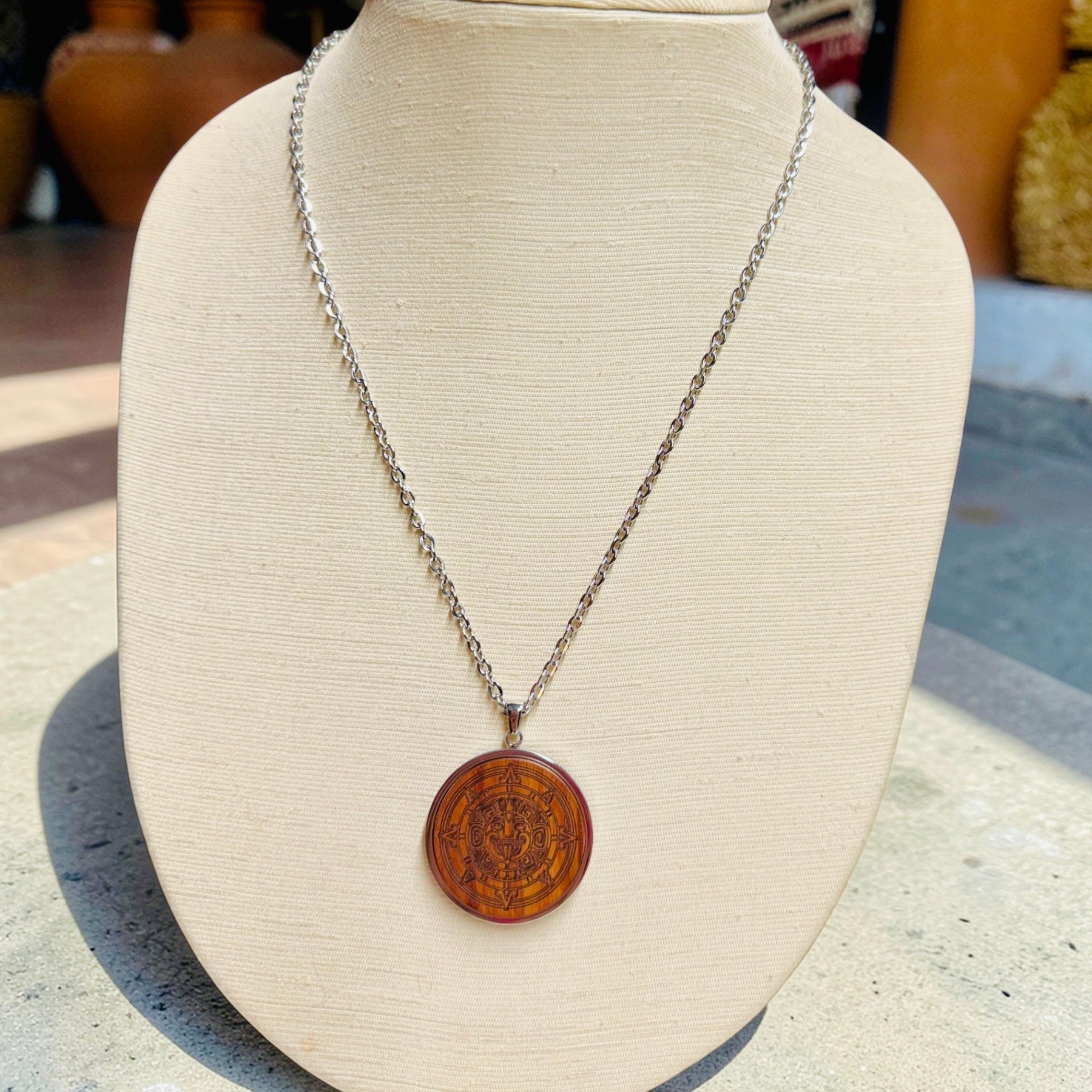 Walnut and Stainless Wood Pendant