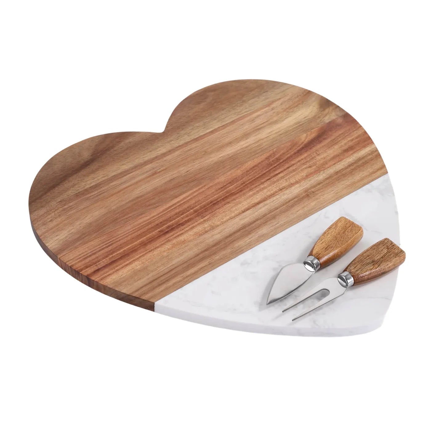 3-Piece Heart Shaped Marble and Acacia Wood Cutting Board