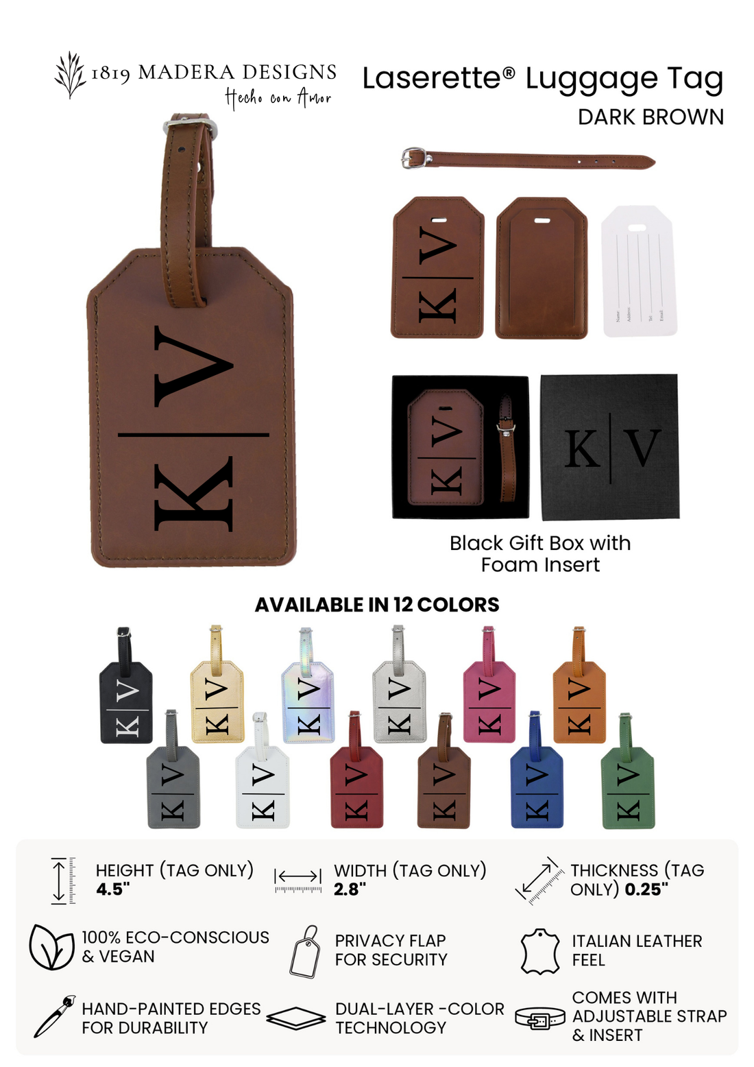 Vegan Leather Luggage Tage