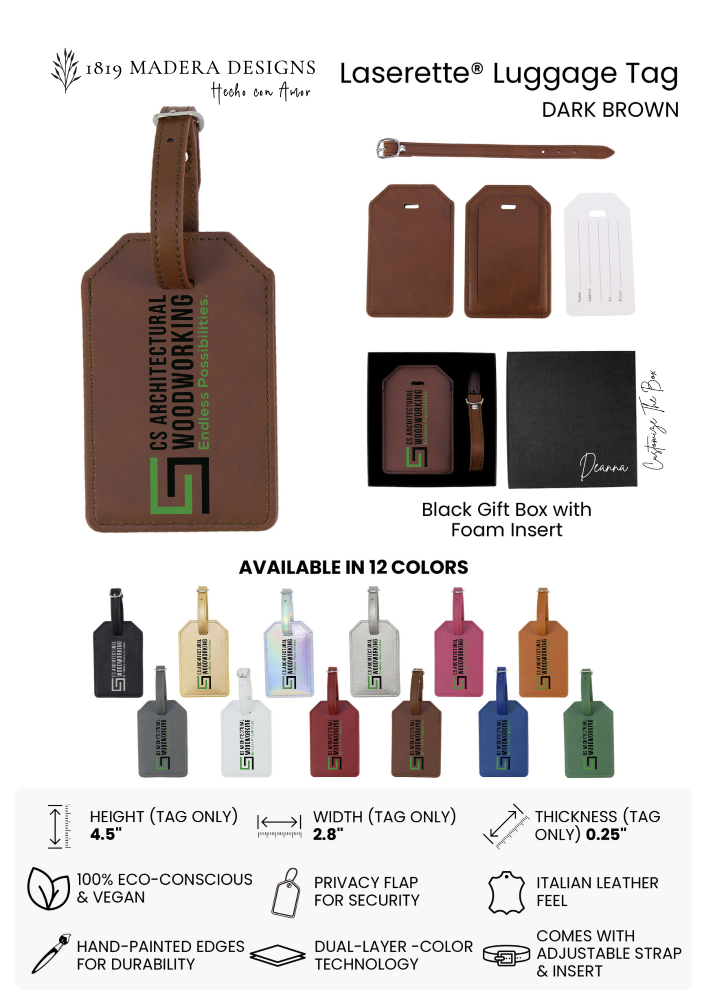 Vegan Leather Luggage Tage