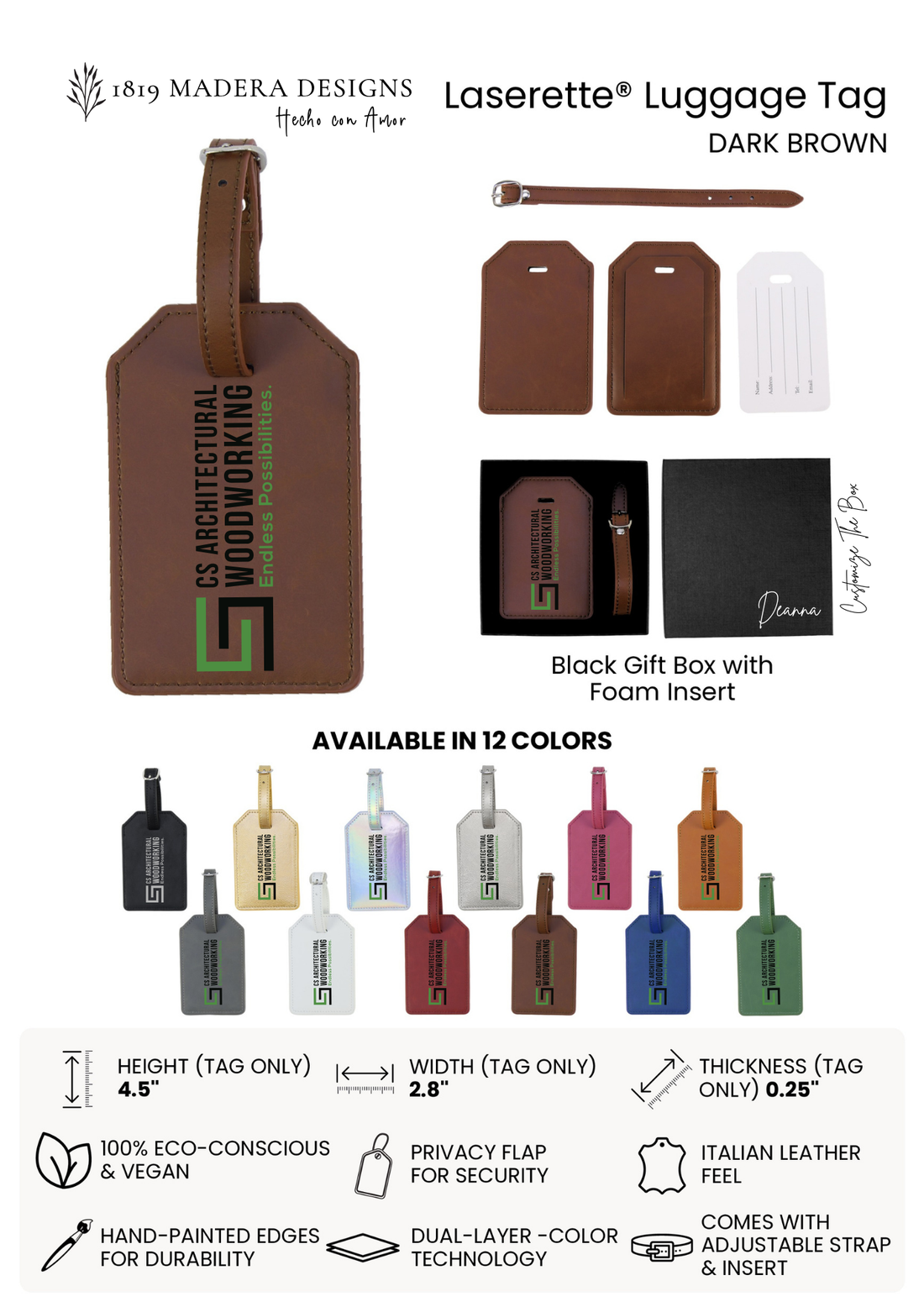 Vegan Leather Luggage Tage