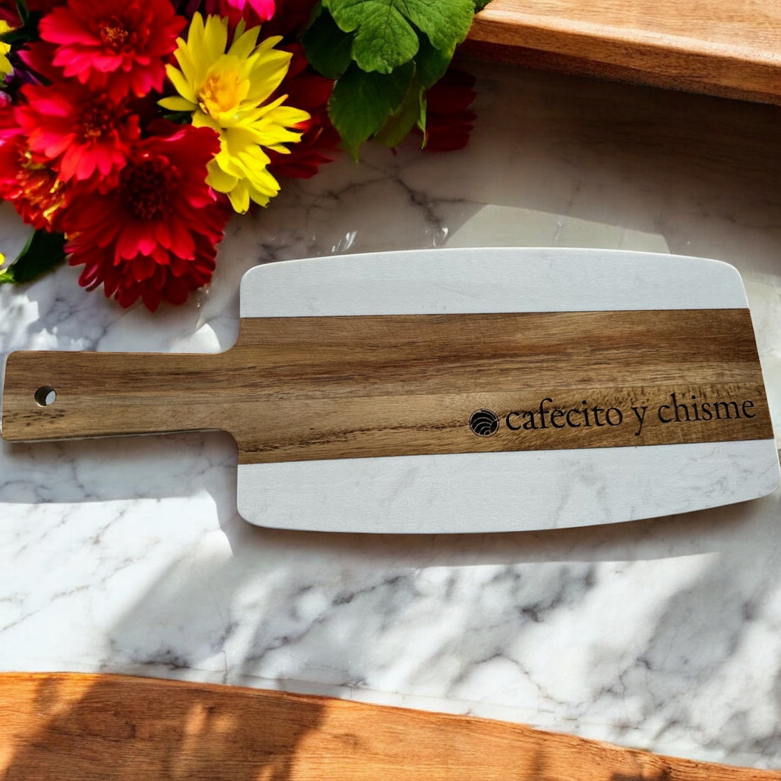 Cafecito y Chisme Marble Cutting Board